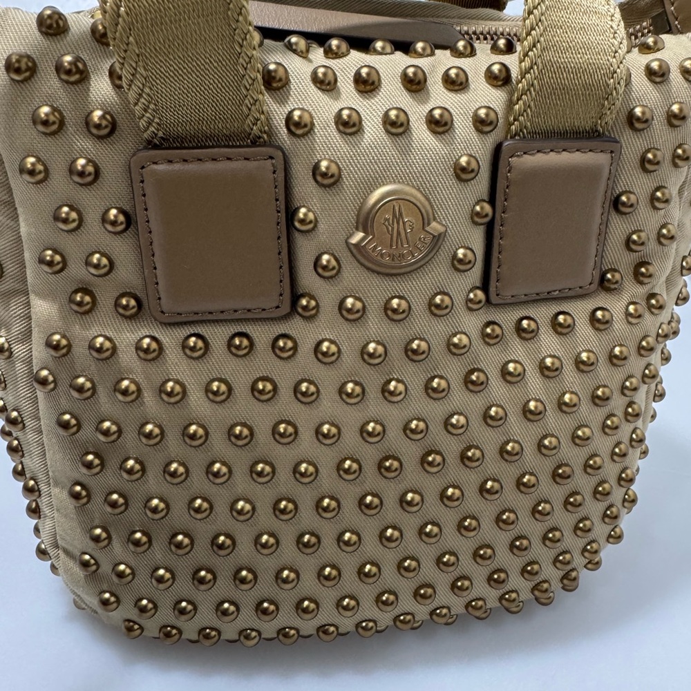 Moncler Micro Caradoc Tote Bag Khaki Gold - Picture 3 of 13